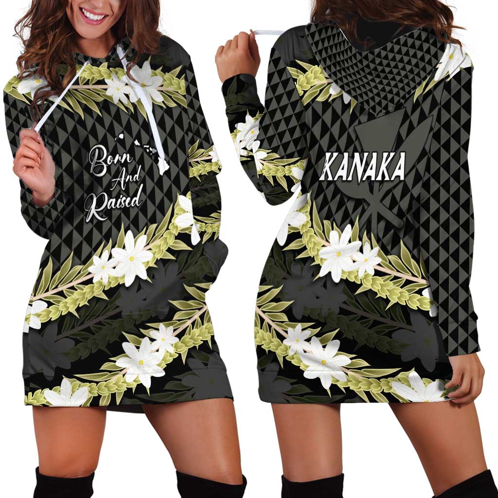 Born And Raised Aloha Hawaii Hoodie Dress Kanaka Kakau Hawaiian Tiare Pakalana Lei LT14 - Polynesian Pride