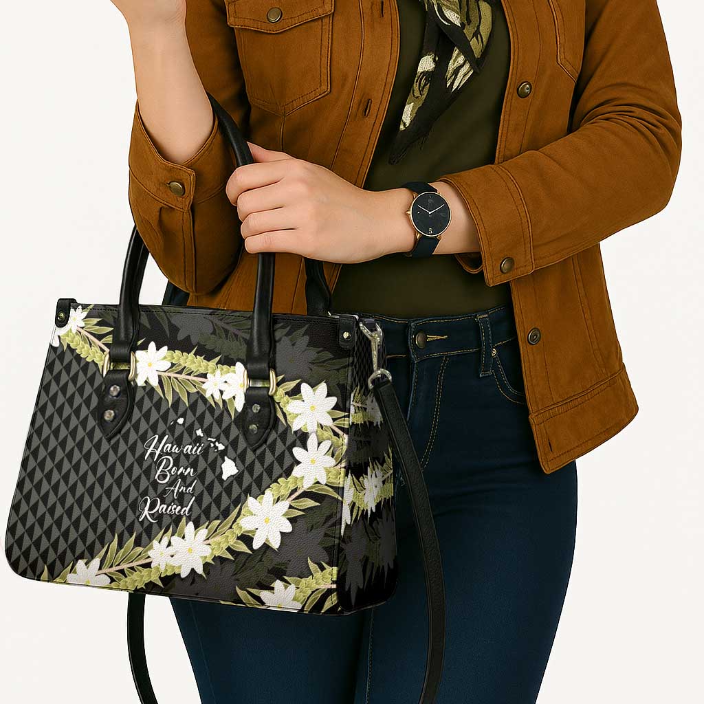 Born And Raised Aloha Hawaii Leather Bag Kanaka Kakau Hawaiian Tiare Pakalana Lei - Polynesian Pride