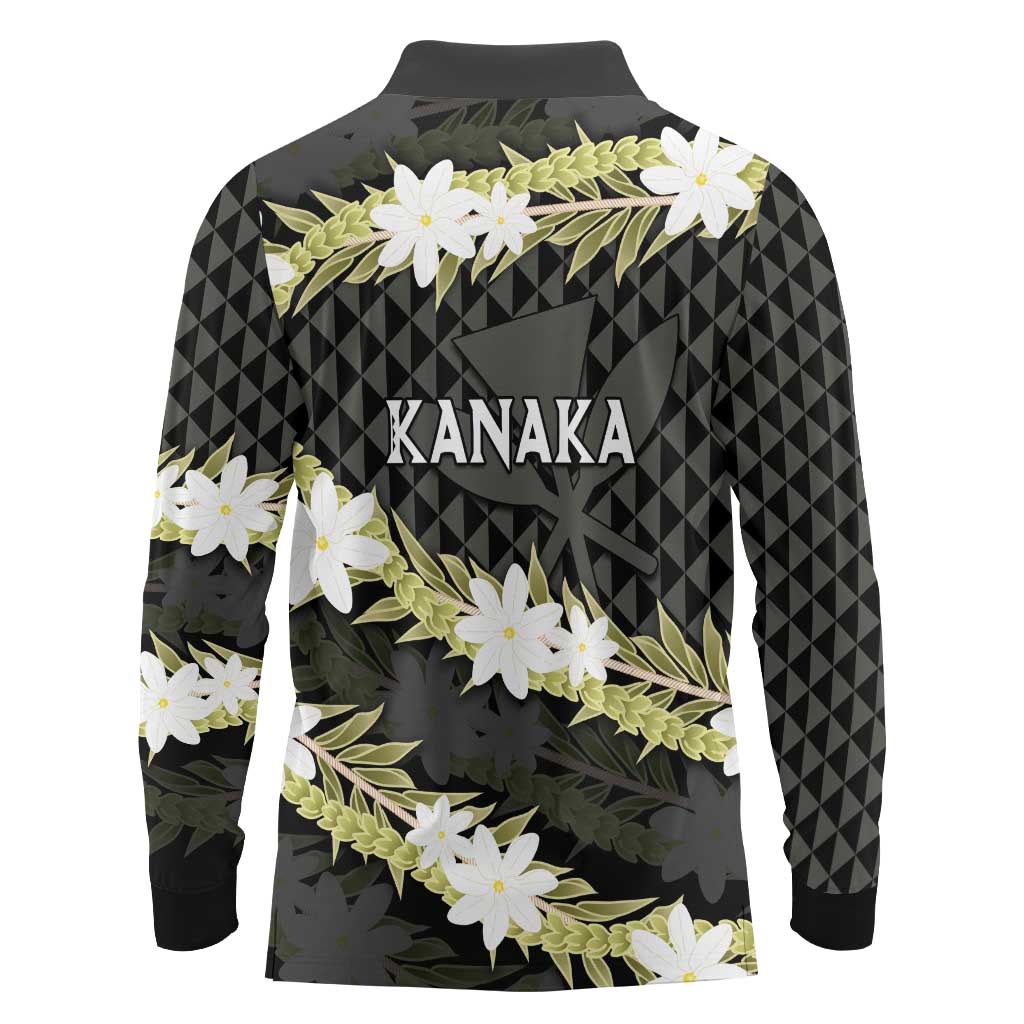 Born And Raised Aloha Hawaii Long Sleeve Polo Shirt Kanaka Kakau Hawaiian Tiare Pakalana Lei LT14 - Polynesian Pride