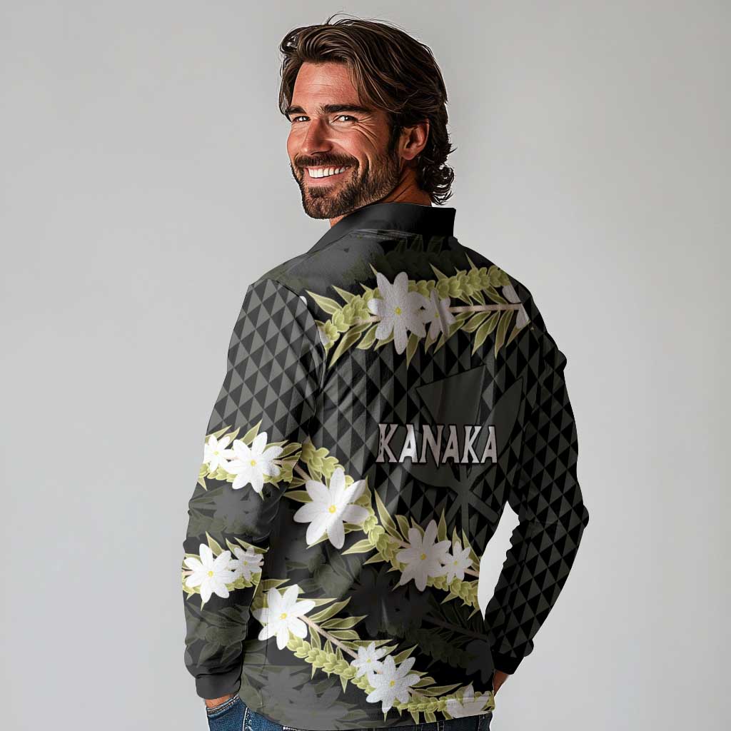 Born And Raised Aloha Hawaii Long Sleeve Polo Shirt Kanaka Kakau Hawaiian Tiare Pakalana Lei LT14 - Polynesian Pride
