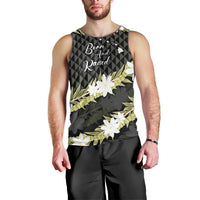 Born And Raised Aloha Hawaii Men Tank Top Kanaka Kakau Hawaiian Tiare Pakalana Lei - Polynesian Pride