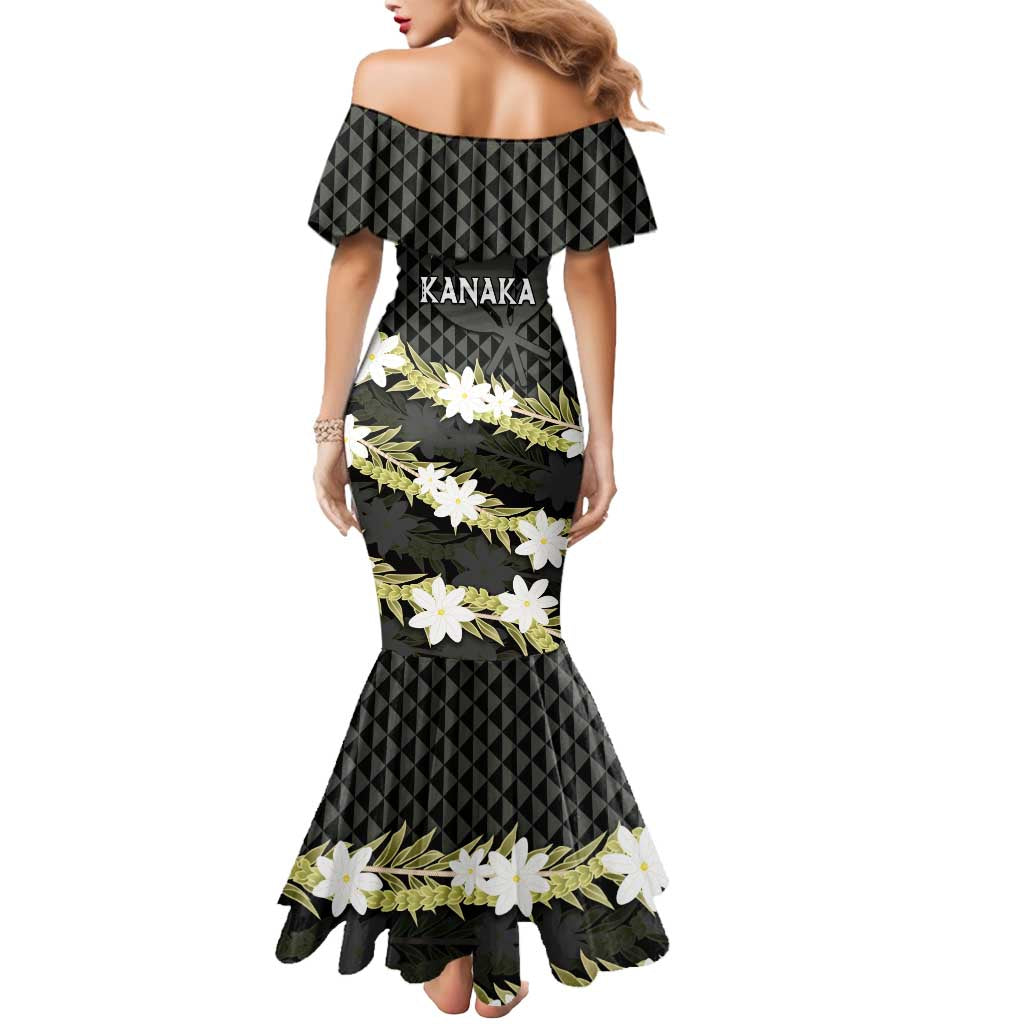 Born And Raised Aloha Hawaii Mermaid Dress Kanaka Kakau Hawaiian Tiare Pakalana Lei LT14 - Polynesian Pride