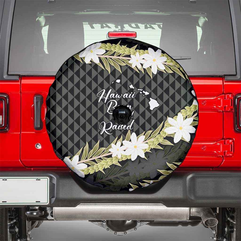 Born And Raised Aloha Hawaii Spare Tire Cover Kanaka Kakau Hawaiian Tiare Pakalana Lei LT14 - Polynesian Pride