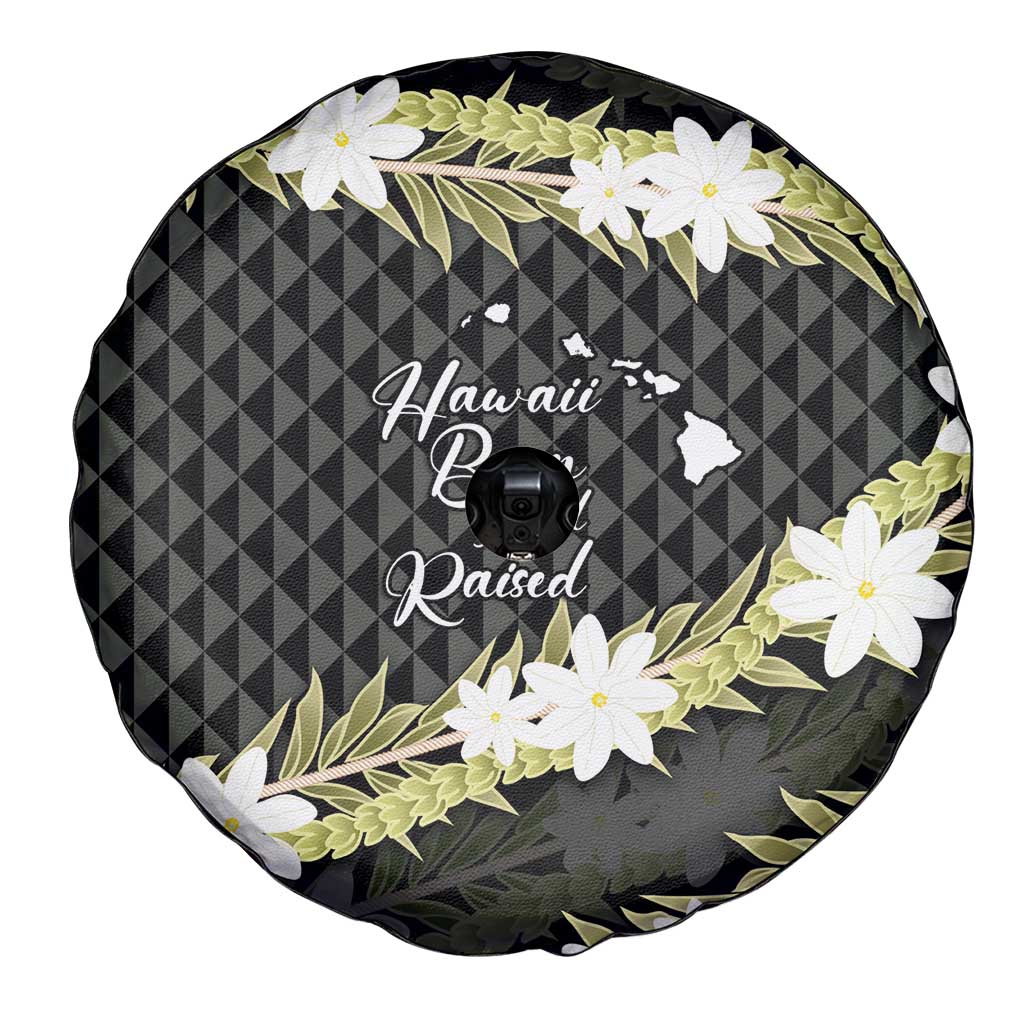 Born And Raised Aloha Hawaii Spare Tire Cover Kanaka Kakau Hawaiian Tiare Pakalana Lei LT14 - Polynesian Pride