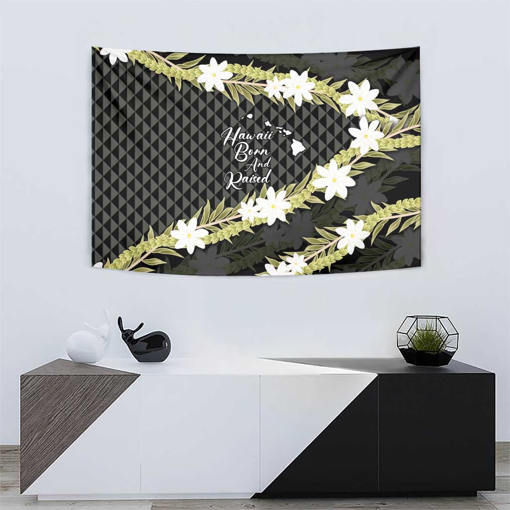 Born And Raised Aloha Hawaii Tapestry Kanaka Kakau Hawaiian Tiare Pakalana Lei - Polynesian Pride