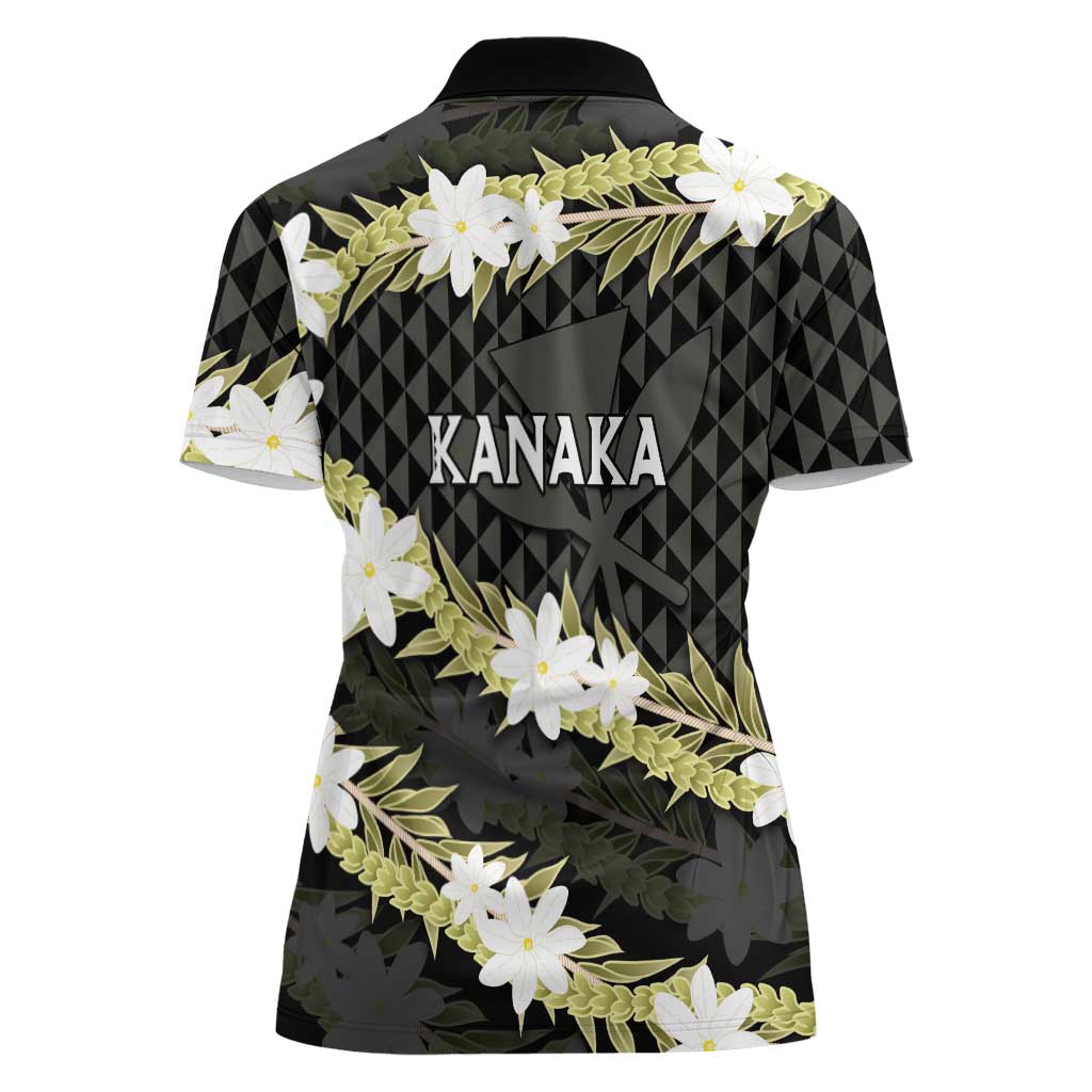 Born And Raised Aloha Hawaii Women Polo Shirt Kanaka Kakau Hawaiian Tiare Pakalana Lei LT14 - Polynesian Pride