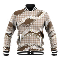 Brown Hawaii Tiare and Shell Lei Baseball Jacket Hawaiian Palaka Luxury Vibes - Polynesian Pride
