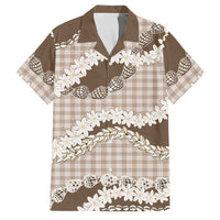 Brown Hawaii Tiare and Shell Lei Family Matching Mermaid Dress and Hawaiian Shirt Hawaiian Palaka Luxury Vibes LT14 Dad's Shirt - Short Sleeve Brown - Polynesian Pride