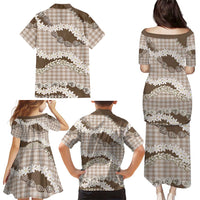 Brown Hawaii Tiare and Shell Lei Family Matching Puletasi and Hawaiian Shirt Hawaiian Palaka Luxury Vibes LT14 - Polynesian Pride