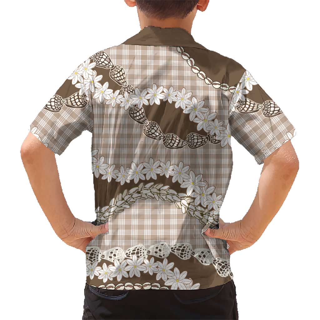 Brown Hawaii Tiare and Shell Lei Family Matching Summer Maxi Dress and Hawaiian Shirt Hawaiian Palaka Luxury Vibes LT14 - Polynesian Pride