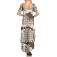 Brown Hawaii Tiare and Shell Lei Family Matching Summer Maxi Dress and Hawaiian Shirt Hawaiian Palaka Luxury Vibes LT14 - Polynesian Pride
