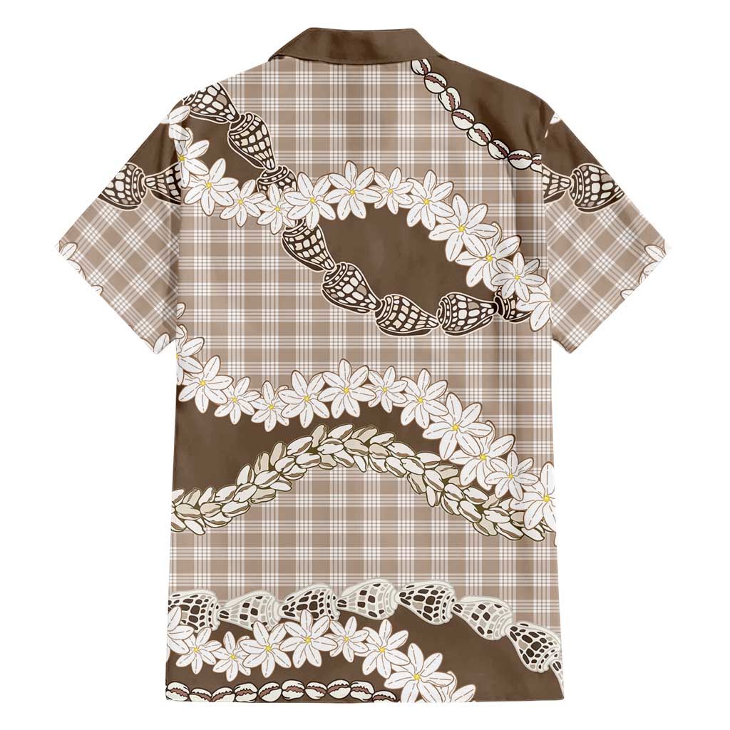 Brown Hawaii Tiare and Shell Lei Hawaiian Shirt Hawaiian Palaka Luxury Vibes - Polynesian Pride