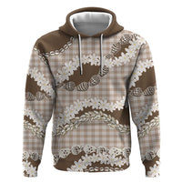 Brown Hawaii Tiare and Shell Lei Hoodie Hawaiian Palaka Luxury Vibes LT14 Pullover Hoodie Brown - Polynesian Pride