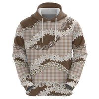 Brown Hawaii Tiare and Shell Lei Hoodie Hawaiian Palaka Luxury Vibes LT14 - Polynesian Pride