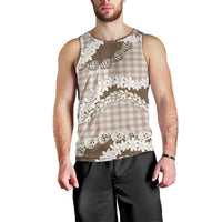 Brown Hawaii Tiare and Shell Lei Men Tank Top Hawaiian Palaka Luxury Vibes - Polynesian Pride