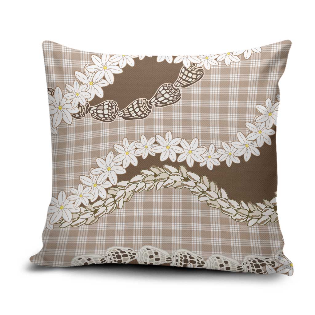 Brown Hawaii Tiare and Shell Lei Pillow Cover Hawaiian Palaka Luxury Vibes - Polynesian Pride