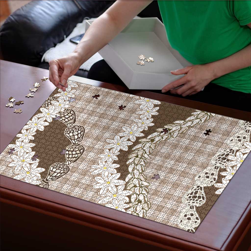 Brown Hawaii Tiare and Shell Lei Puzzle Hawaiian Palaka Luxury Vibes - Polynesian Pride