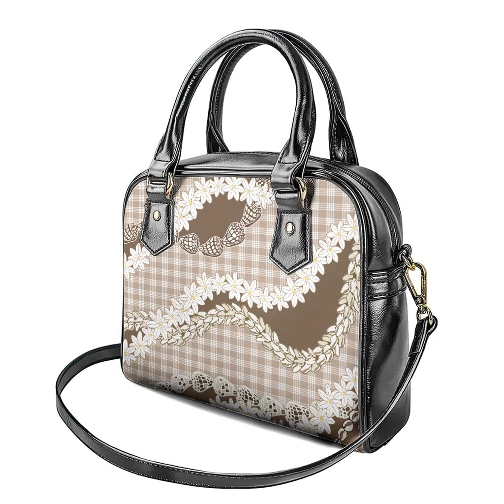 Brown Hawaii Tiare and Shell Lei Shoulder Handbag Hawaiian Palaka Luxury Vibes - Polynesian Pride