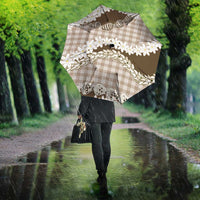 Brown Hawaii Tiare and Shell Lei Umbrella Hawaiian Palaka Luxury Vibes - Polynesian Pride
