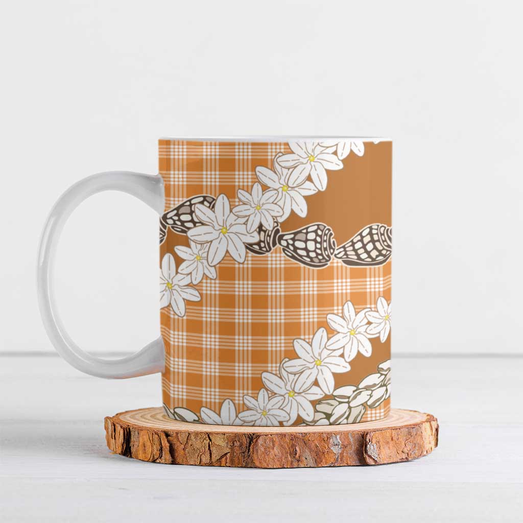 Orange Hawaii Tiare and Shell Lei Ceramic Mug Hawaiian Palaka Luxury Vibes - Polynesian Pride