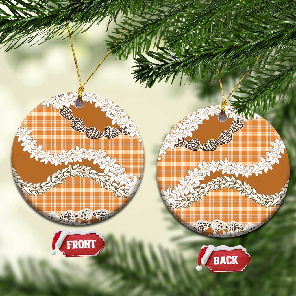 Orange Hawaii Tiare and Shell Lei Ceramic Ornament Hawaiian Palaka Luxury Vibes - Polynesian Pride