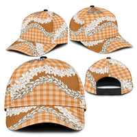 Orange Hawaii Tiare and Shell Lei Classic Cap Hawaiian Palaka Luxury Vibes - Polynesian Pride
