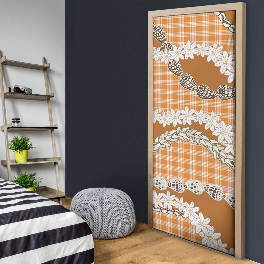 Orange Hawaii Tiare and Shell Lei Door Cover Hawaiian Palaka Luxury Vibes - Polynesian Pride