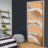 Orange Hawaii Tiare and Shell Lei Door Cover Hawaiian Palaka Luxury Vibes - Polynesian Pride