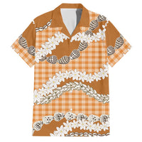 Orange Hawaii Tiare and Shell Lei Family Matching Off Shoulder Maxi Dress and Hawaiian Shirt Hawaiian Palaka Luxury Vibes LT14 Dad's Shirt - Short Sleeve Orange - Polynesian Pride
