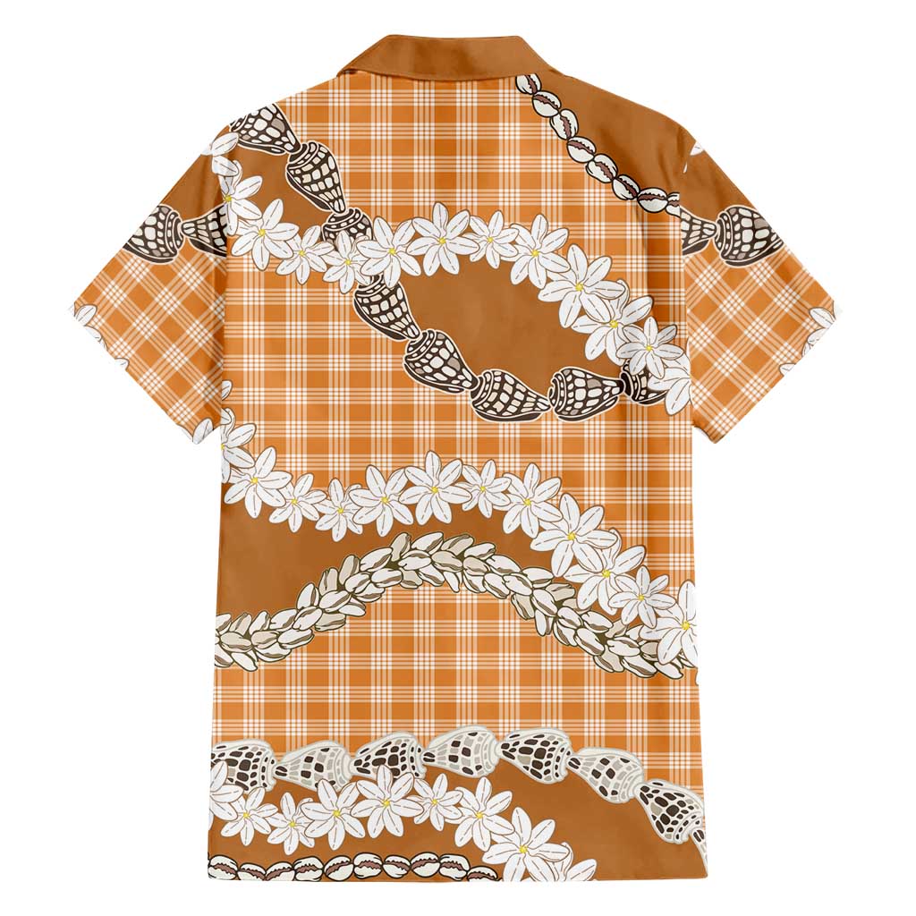 Orange Hawaii Tiare and Shell Lei Family Matching Off Shoulder Maxi Dress and Hawaiian Shirt Hawaiian Palaka Luxury Vibes LT14 - Polynesian Pride