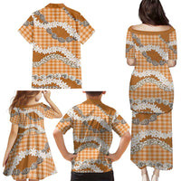 Orange Hawaii Tiare and Shell Lei Family Matching Puletasi and Hawaiian Shirt Hawaiian Palaka Luxury Vibes LT14 - Polynesian Pride