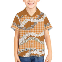 Orange Hawaii Tiare and Shell Lei Family Matching Puletasi and Hawaiian Shirt Hawaiian Palaka Luxury Vibes LT14 Son's Shirt Orange - Polynesian Pride