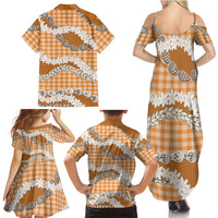 Orange Hawaii Tiare and Shell Lei Family Matching Summer Maxi Dress and Hawaiian Shirt Hawaiian Palaka Luxury Vibes LT14 - Polynesian Pride