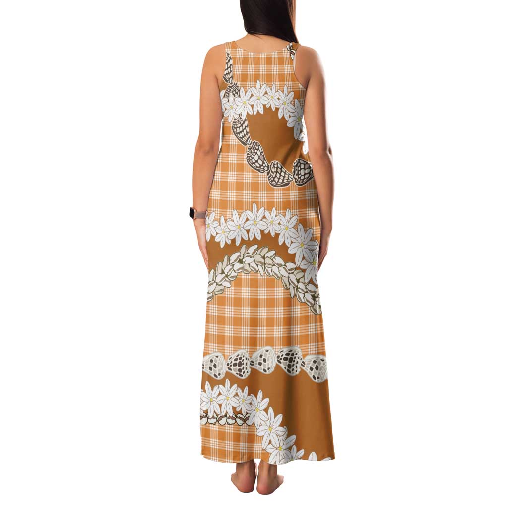 Orange Hawaii Tiare and Shell Lei Family Matching Tank Maxi Dress and Hawaiian Shirt Hawaiian Palaka Luxury Vibes LT14 - Polynesian Pride