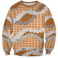 Orange Hawaii Tiare and Shell Lei Sweatshirt Hawaiian Palaka Luxury Vibes - Polynesian Pride