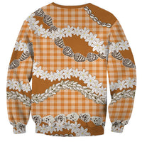 Orange Hawaii Tiare and Shell Lei Sweatshirt Hawaiian Palaka Luxury Vibes - Polynesian Pride