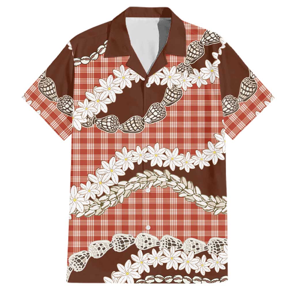 Red Hawaii Tiare and Shell Lei Family Matching Short Sleeve Bodycon Dress and Hawaiian Shirt Hawaiian Palaka Luxury Vibes LT14 Dad's Shirt - Short Sleeve Red - Polynesian Pride