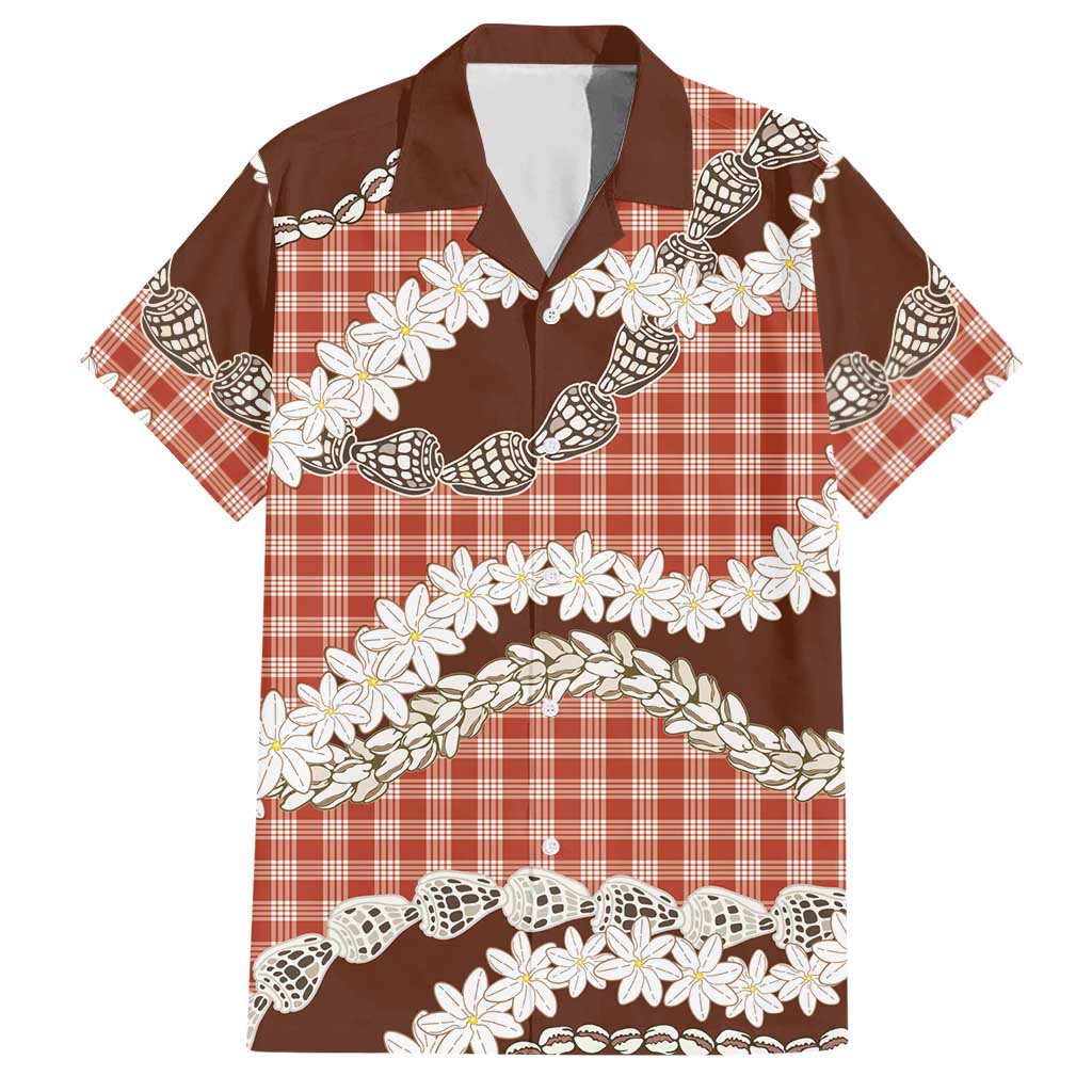 Red Hawaii Tiare and Shell Lei Hawaiian Shirt Hawaiian Palaka Luxury Vibes - Polynesian Pride