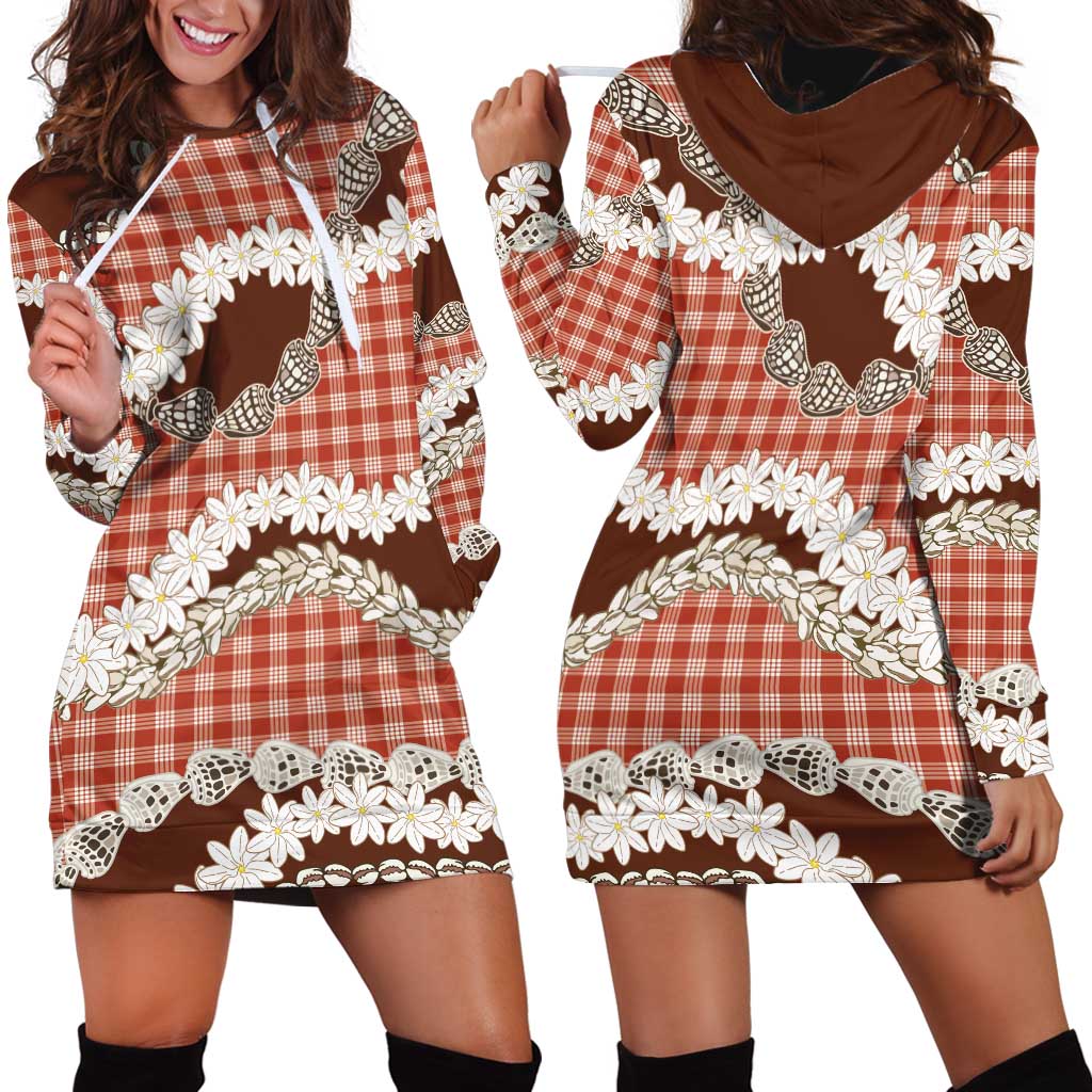 Red Hawaii Tiare and Shell Lei Hoodie Dress Hawaiian Palaka Luxury Vibes LT14 - Polynesian Pride