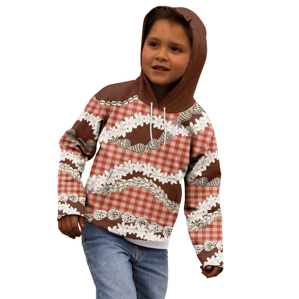 Red Hawaii Tiare and Shell Lei Kid Hoodie Hawaiian Palaka Luxury Vibes - Polynesian Pride