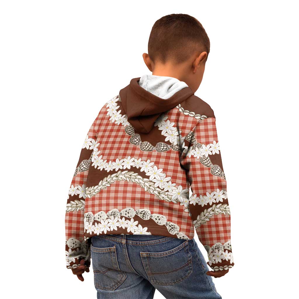 Red Hawaii Tiare and Shell Lei Kid Hoodie Hawaiian Palaka Luxury Vibes - Polynesian Pride