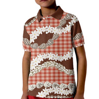 Red Hawaii Tiare and Shell Lei Kid Polo Shirt Hawaiian Palaka Luxury Vibes - Polynesian Pride