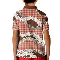 Red Hawaii Tiare and Shell Lei Kid Polo Shirt Hawaiian Palaka Luxury Vibes - Polynesian Pride
