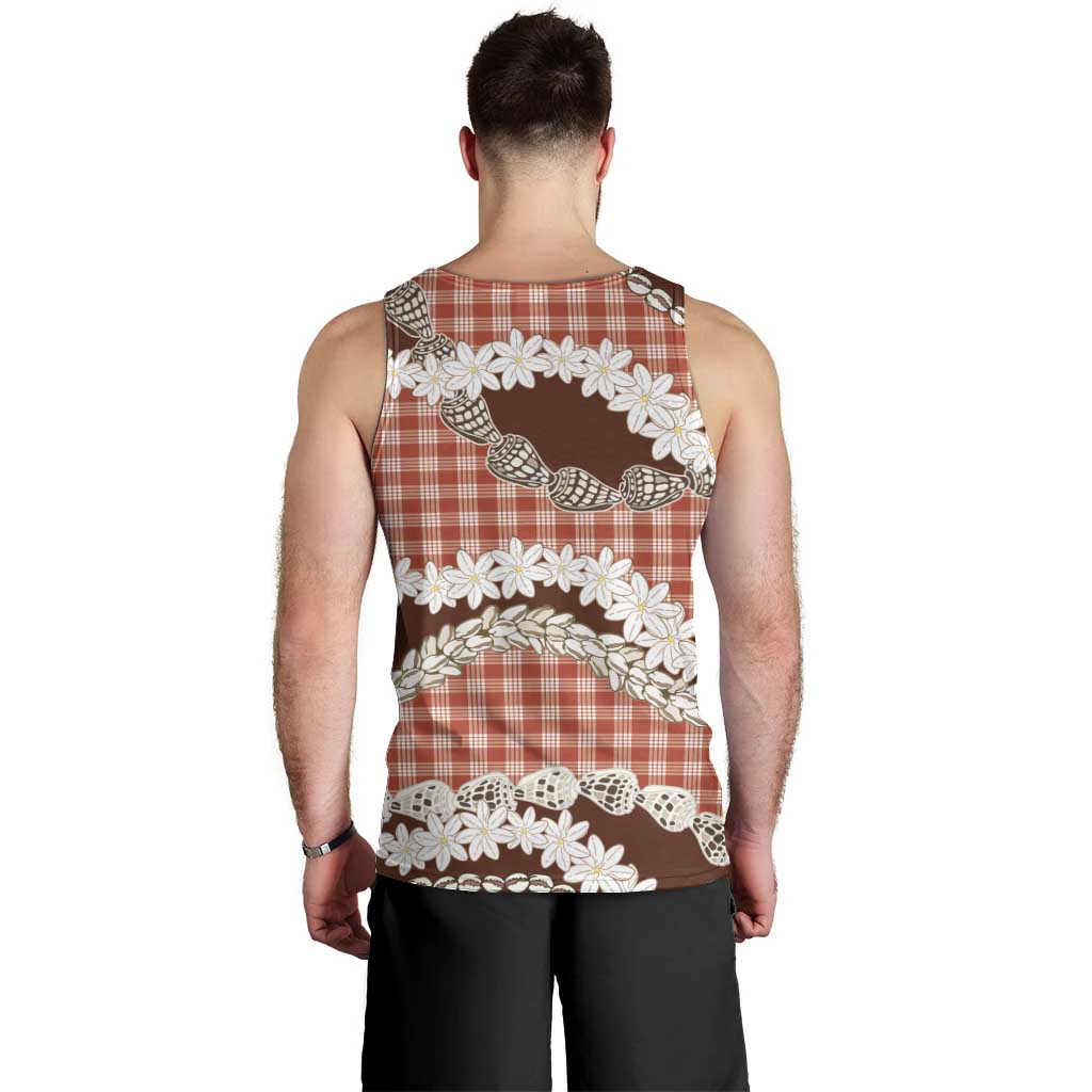 Red Hawaii Tiare and Shell Lei Men Tank Top Hawaiian Palaka Luxury Vibes - Polynesian Pride
