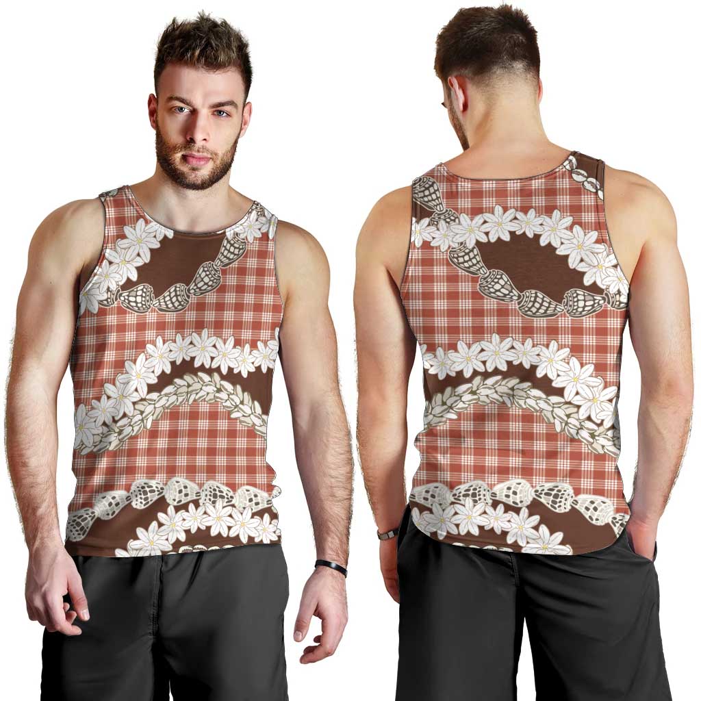 Red Hawaii Tiare and Shell Lei Men Tank Top Hawaiian Palaka Luxury Vibes - Polynesian Pride