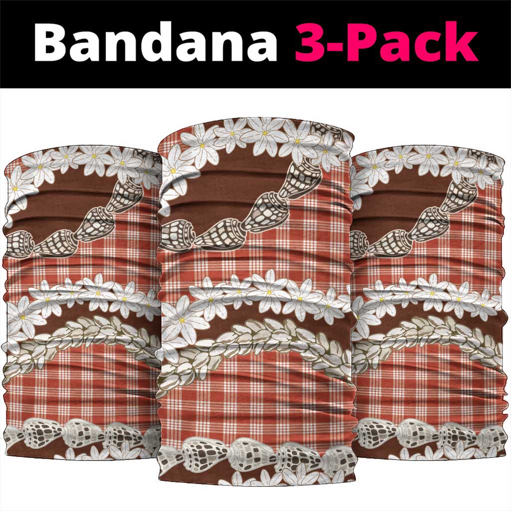 Red Hawaii Tiare and Shell Lei Neck Gaiter Hawaiian Palaka Luxury Vibes - Polynesian Pride