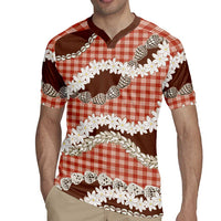 Red Hawaii Tiare and Shell Lei Rugby Jersey Hawaiian Palaka Luxury Vibes - Polynesian Pride