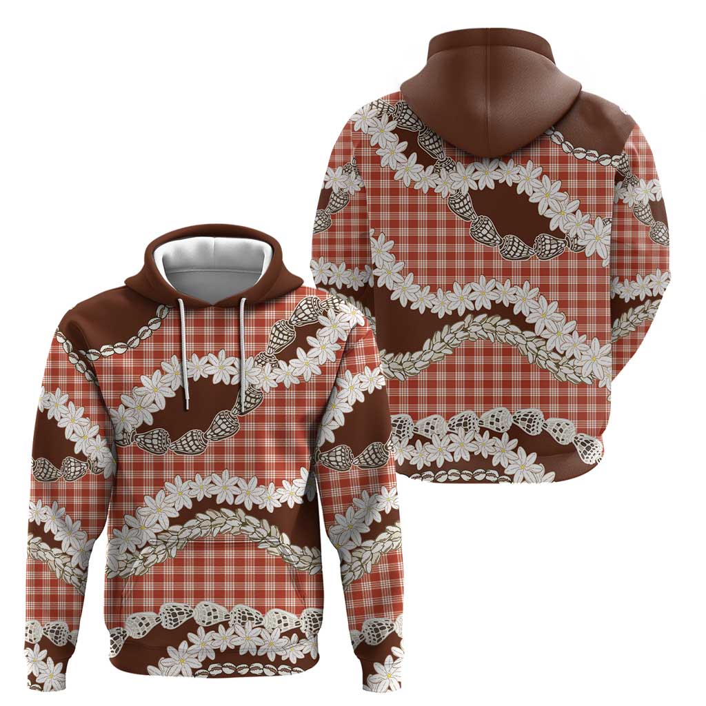 Red Hawaii Tiare and Shell Lei Zip Hoodie Hawaiian Palaka Luxury Vibes - Polynesian Pride