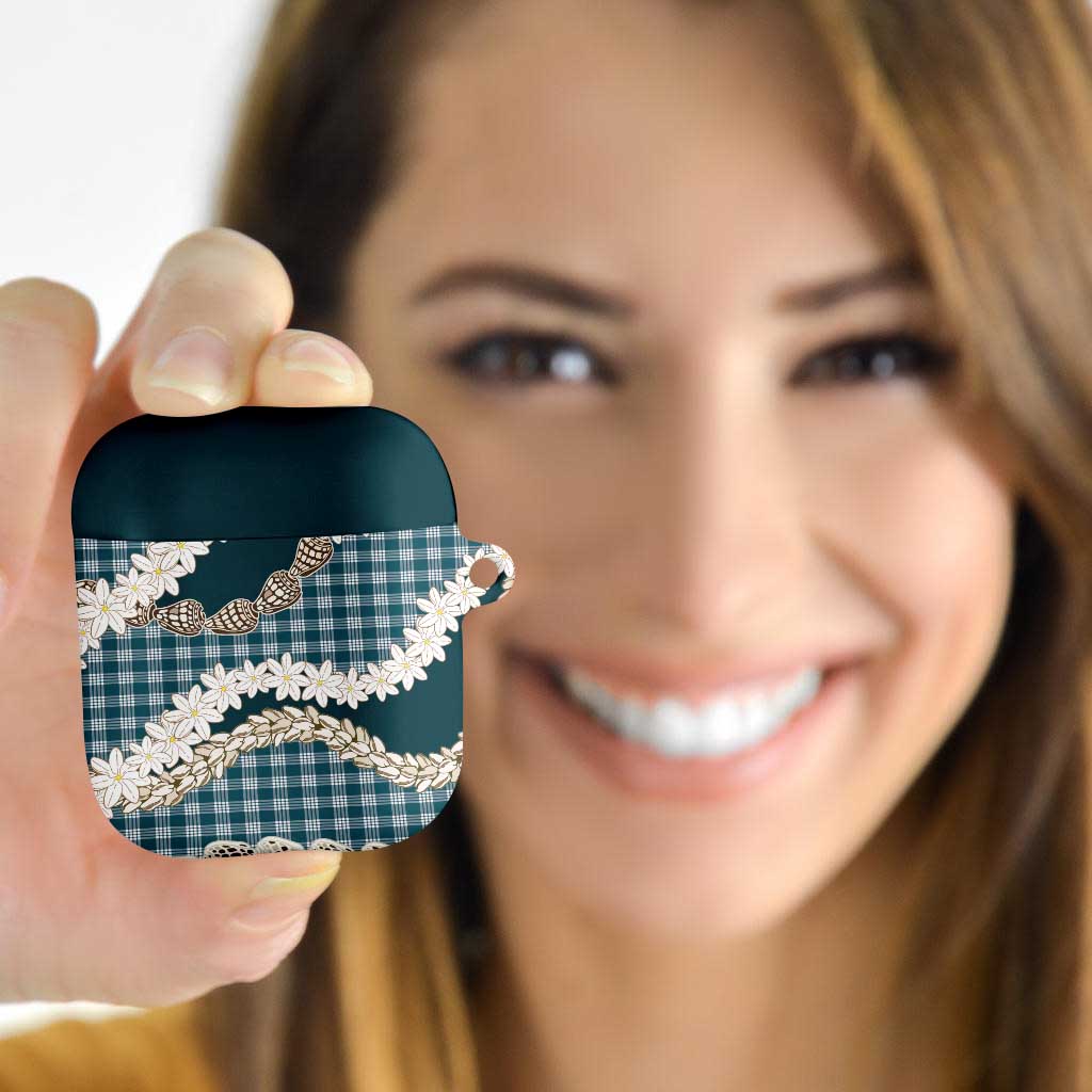 Dark Cyan Hawaii Tiare and Shell Lei AirPods Case Hawaiian Palaka Luxury Vibes - Polynesian Pride
