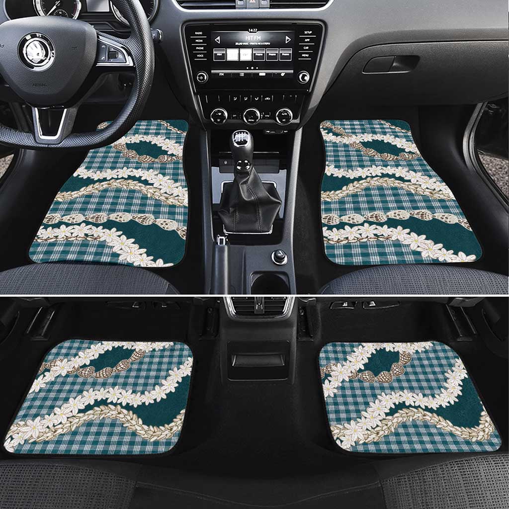 Dark Cyan Hawaii Tiare and Shell Lei Car Mats Hawaiian Palaka Luxury Vibes - Polynesian Pride